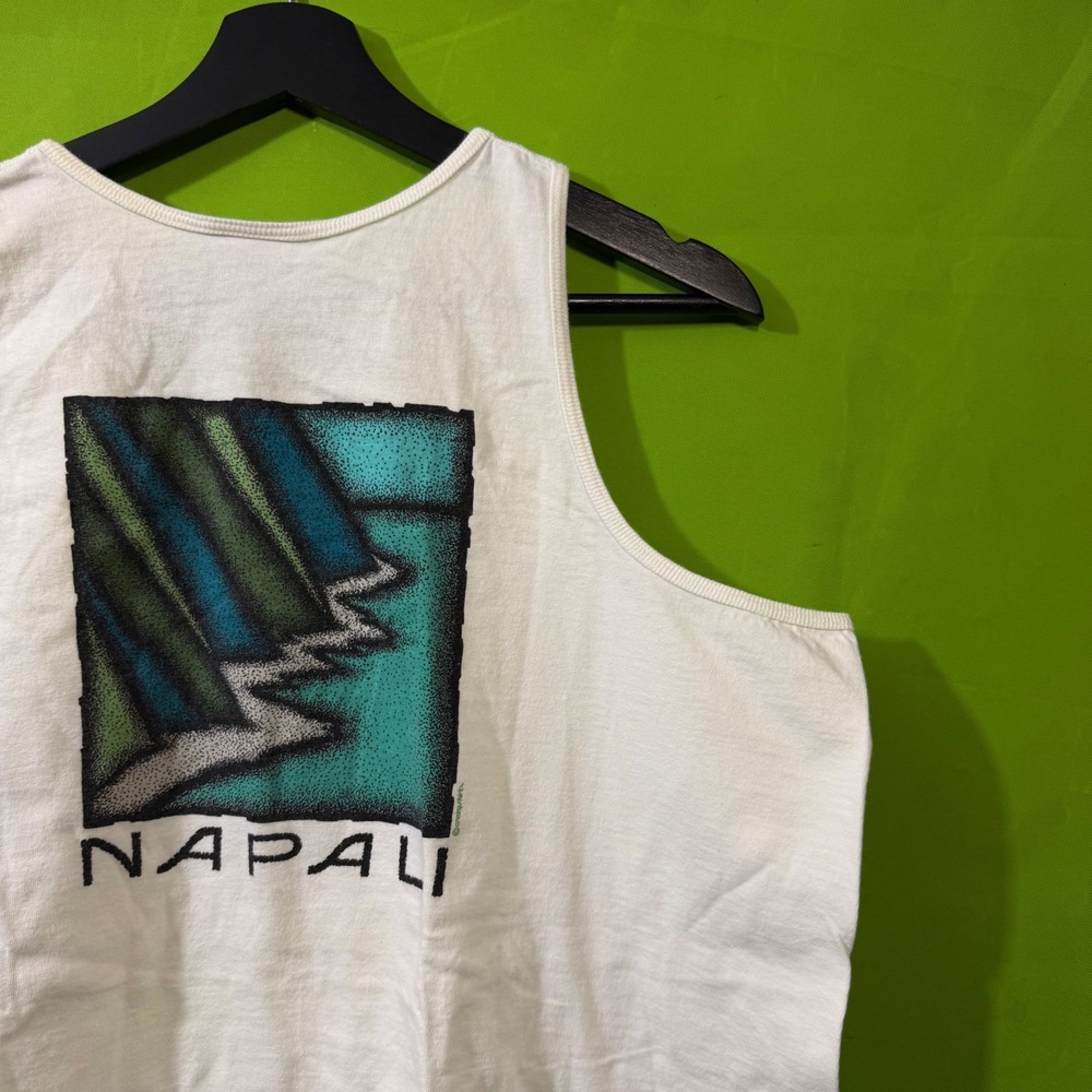 Vintage Crazy Shirts Hawaii Kauai Na Pali Coast Tank Top Mens Large White